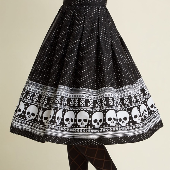 Modcloth Dresses & Skirts - Modcloth Hell Bunny Happy Skullidays Midi Skirt